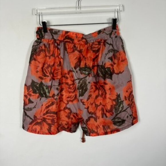 Free People Movement Orange Floral Print Bermuda Short Medium - Picture 6 of 10